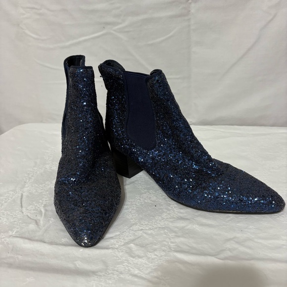 Forever 21 Shoes - Forever 21 Chelsea Sparkling Blue Ankle Boots size 6